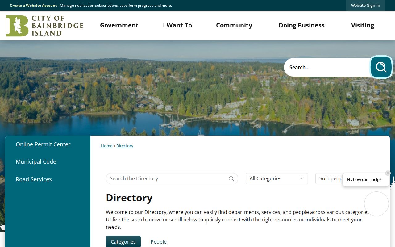 Bainbridge Island people search using the city staff directory
