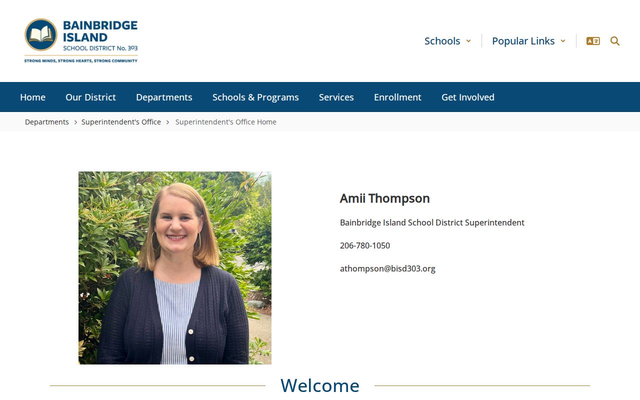 Bainbridge Island people directories BISD superintendent staff table
