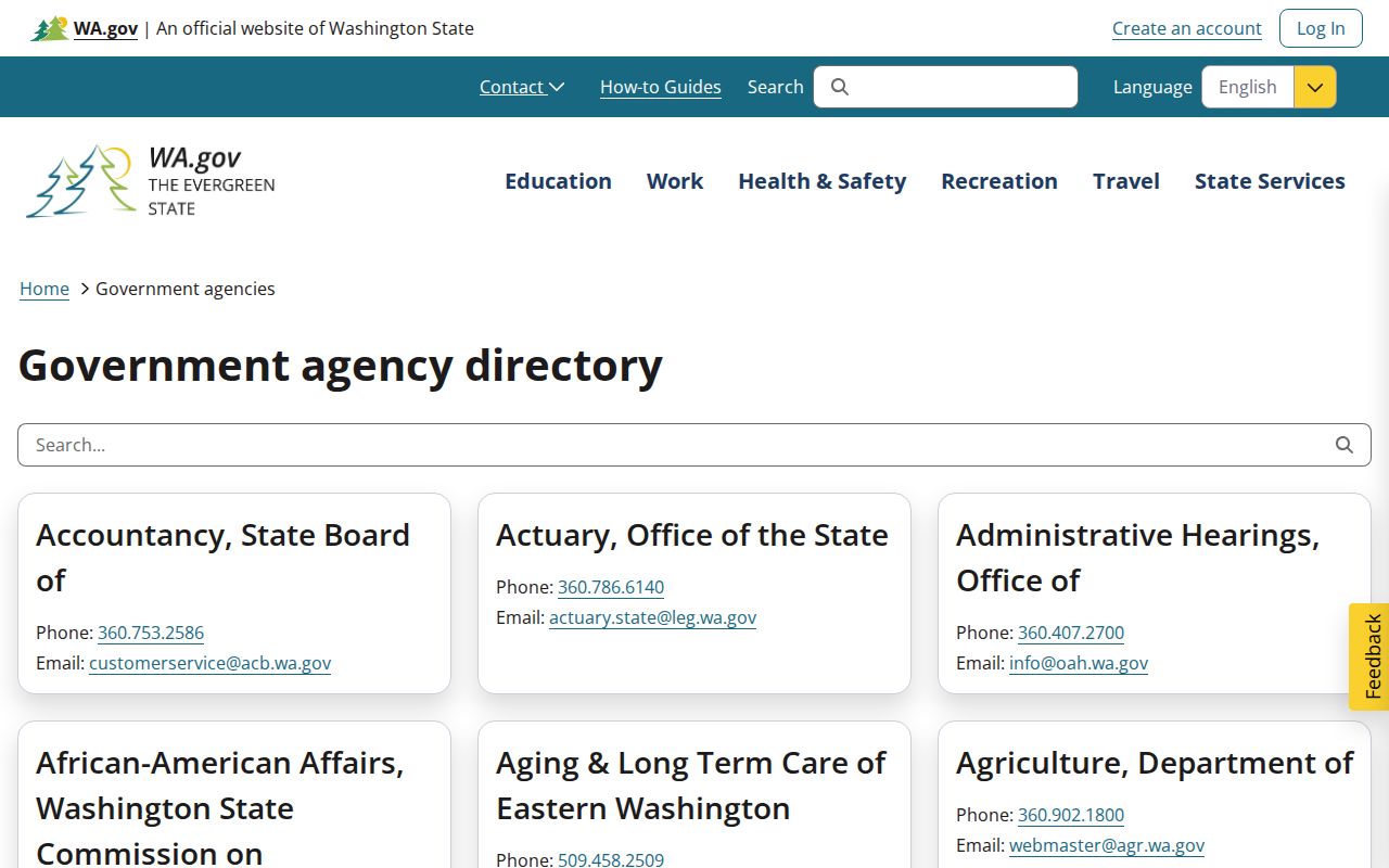 Bainbridge Island voter registration research through the Washington agency directory