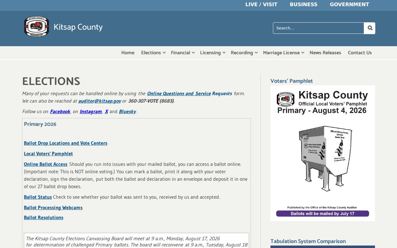 Bainbridge Island voter registration resources from Kitsap County Elections